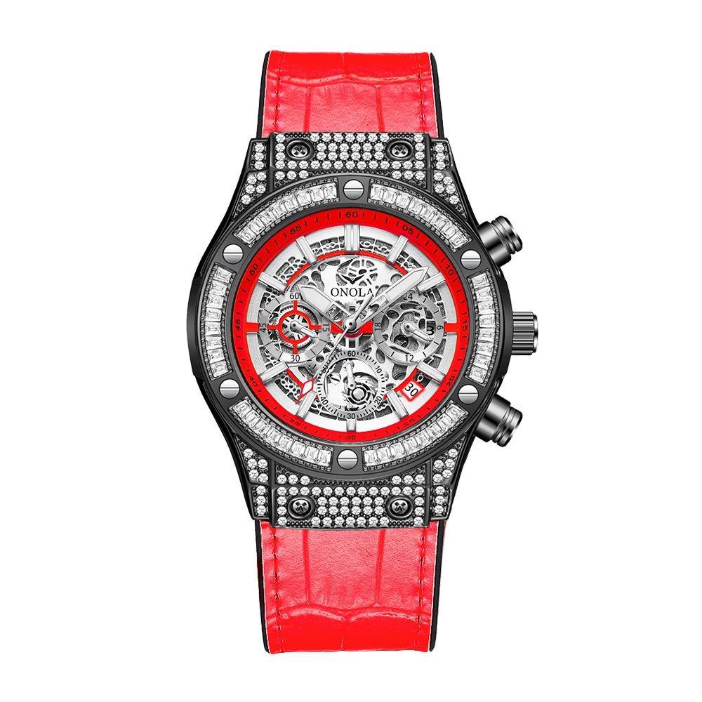 ONOLA Fashion Sports Luxury Men Wristwatch Date Waterproof Luminous Chronograph Man Watch Unique Leather Quartz Men's Watch