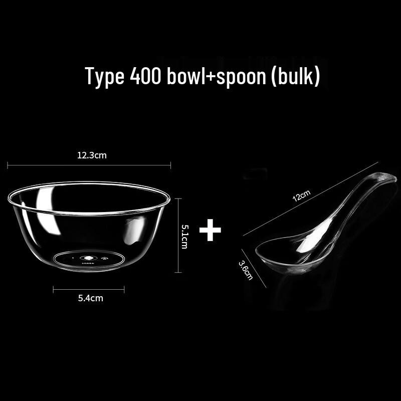 Disposable Plastic Crystal Bowls with Spoons - 100 Sets