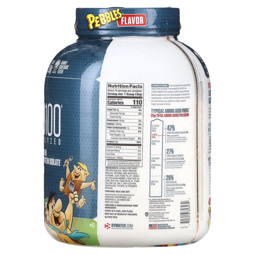 Iso100® Hydrolyzed, 100% Whey Protein Isolate, Fruit Pebbles, 2.3Kg (5Lbs)