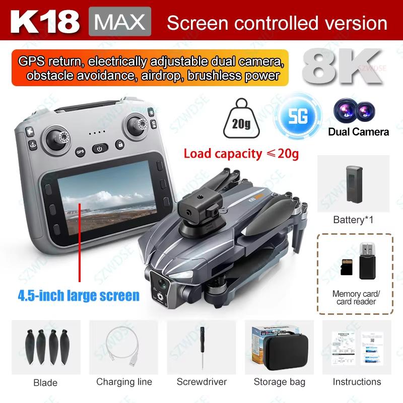 GPS 5G Новый K18 Max Дрон Позиционирование Возврат Профессиональный WIFI FPV Предотвращение Препятствий 8K Аэрофотокамера Квадрокоптер Уличная Игрушка ПОДАРОК