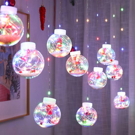 Светодиодный рождественский светильник Yousheng Ball String Light, украшение в виде шара с пожеланиями, 10 светильников в виде Санты/снеговика/шара для занавеса, декор для дома и улицы