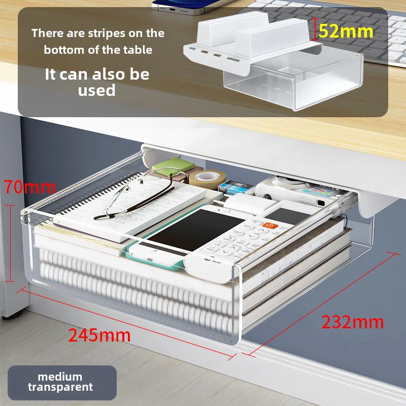 Under-Desk Hidden Drawer Storage Box for Office Workstation