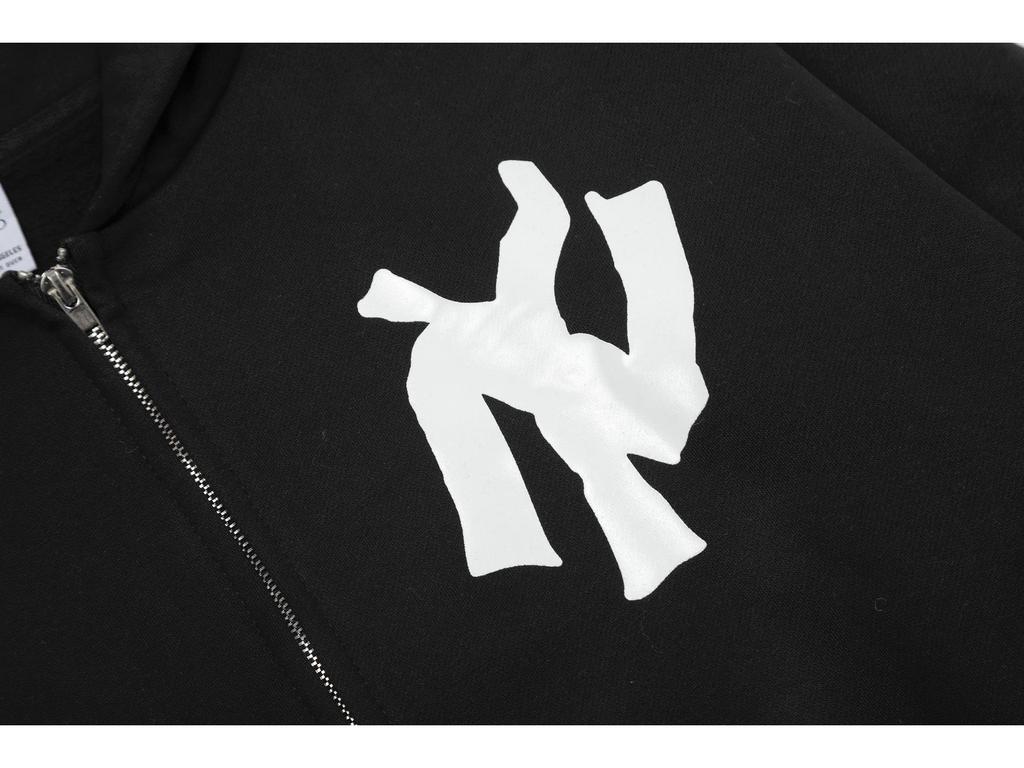 Европейский/Американский Звездный Стиль Флисовая Толстовка с Капюшоном на Молнии - Повседневная Однотонная Хип-Хоп Рэп Мода