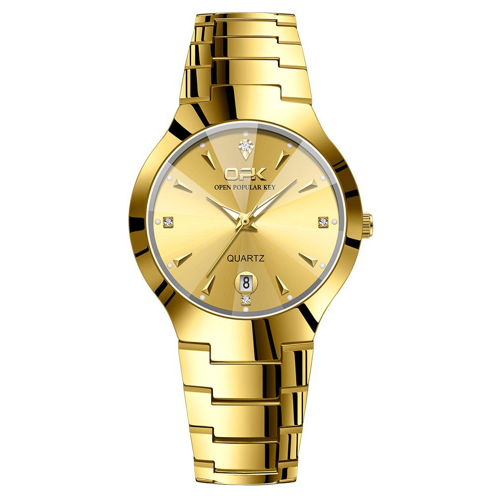 OPK Couple Watch Classic Fashion Waterproof Glow Quartz Watch Band Luxury Date Week Men's and Women's Couple Watches
