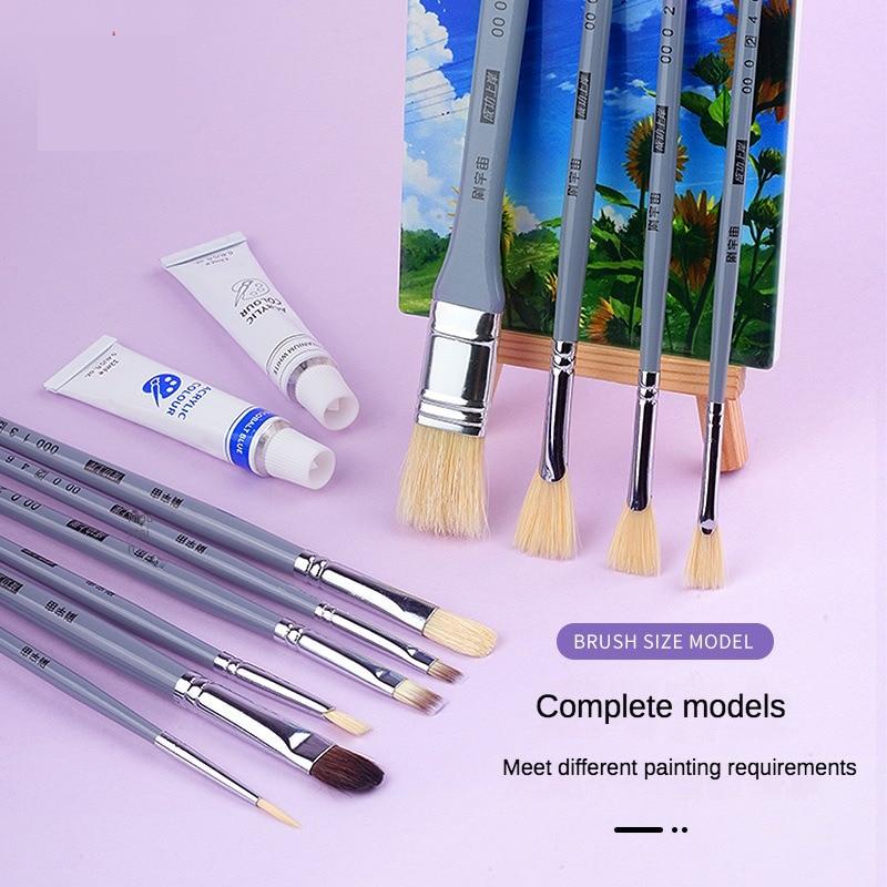 Набор из 10 шт., щетина свиньи, масляная кисть, гуашь, акварель, веерообразный крючок, акриловая кисть, художественные школьные образовательные принадлежности