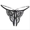 Seductive Lace T-Back Thong with Bowknot Open Crotch for Women