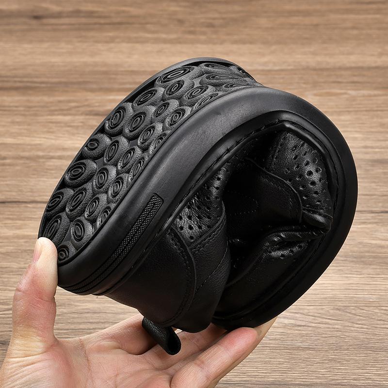 Мужская обувь Летние дышащие повседневные кожаные сандалии Мужская обувь из коровьей кожи первого слоя с полыми отверстиями Мужская деловая кожаная обувь Мягкая подошва