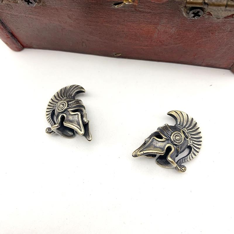 Brass Spartan Helmet Paracord Rope Beads Pendant Outdoor Tool Jewelry Accessory