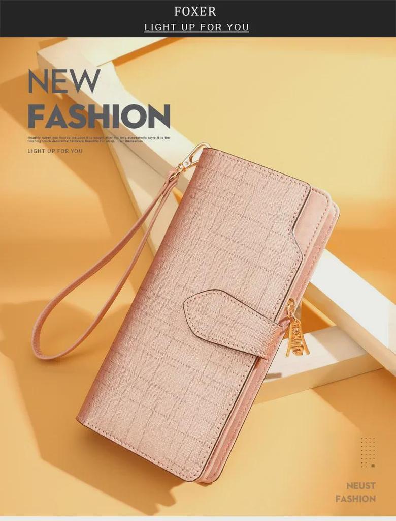 Женский роскошный двухслойный длинный клатч-кошелек из коровьей кожи 2024 года