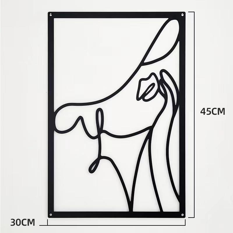 Metal Wall Painting Iron Wall Hanging Decoration Nordic Woman Silhouette Home Decor Macrame Wall Ledges Living Room Decor Gift