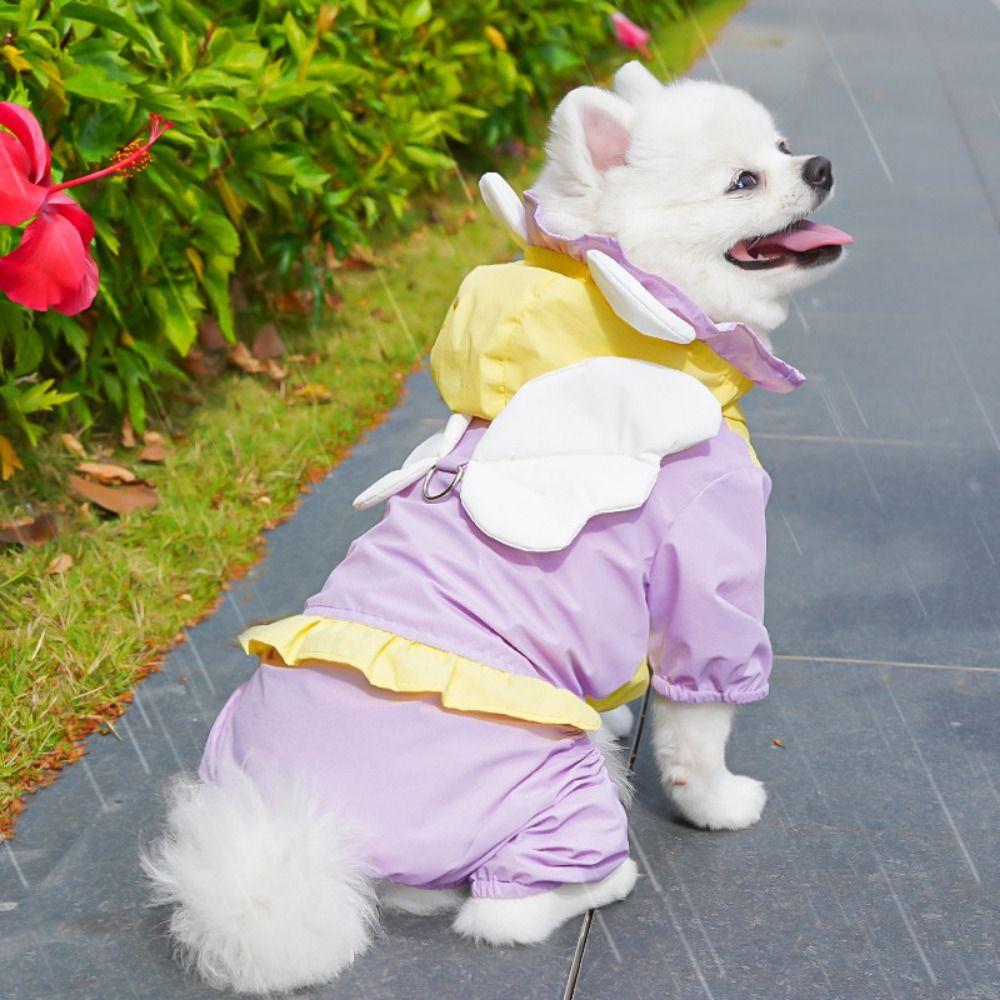 Водонепроницаемый ангельский дождевик для собаки Легкий комбинезон для питомца Четыре лапы Костюм собаки для маленьких и средних собак