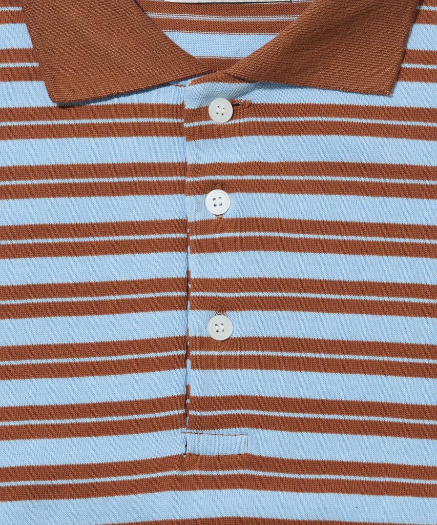 TAILOR STUDIO Oxford Striped Collared Long Sleeve Tee (Brick/Blue)