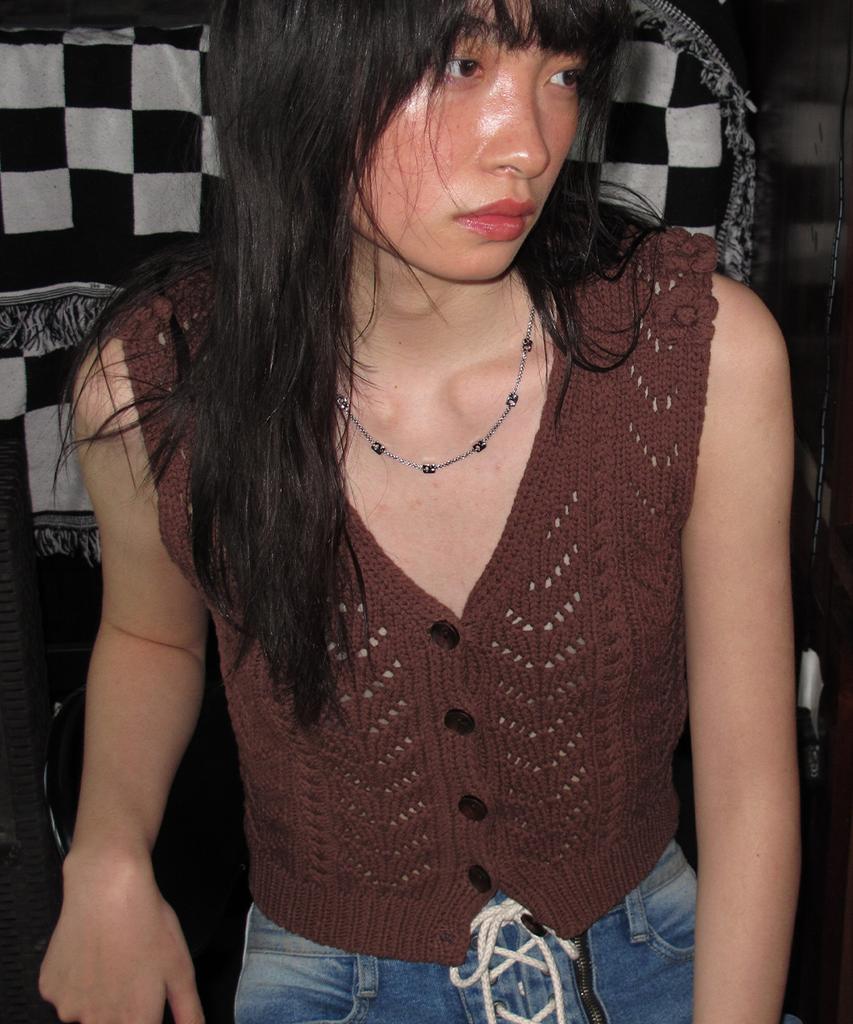 CENTAUR.KR Bb Flower Knit Vest_Brown