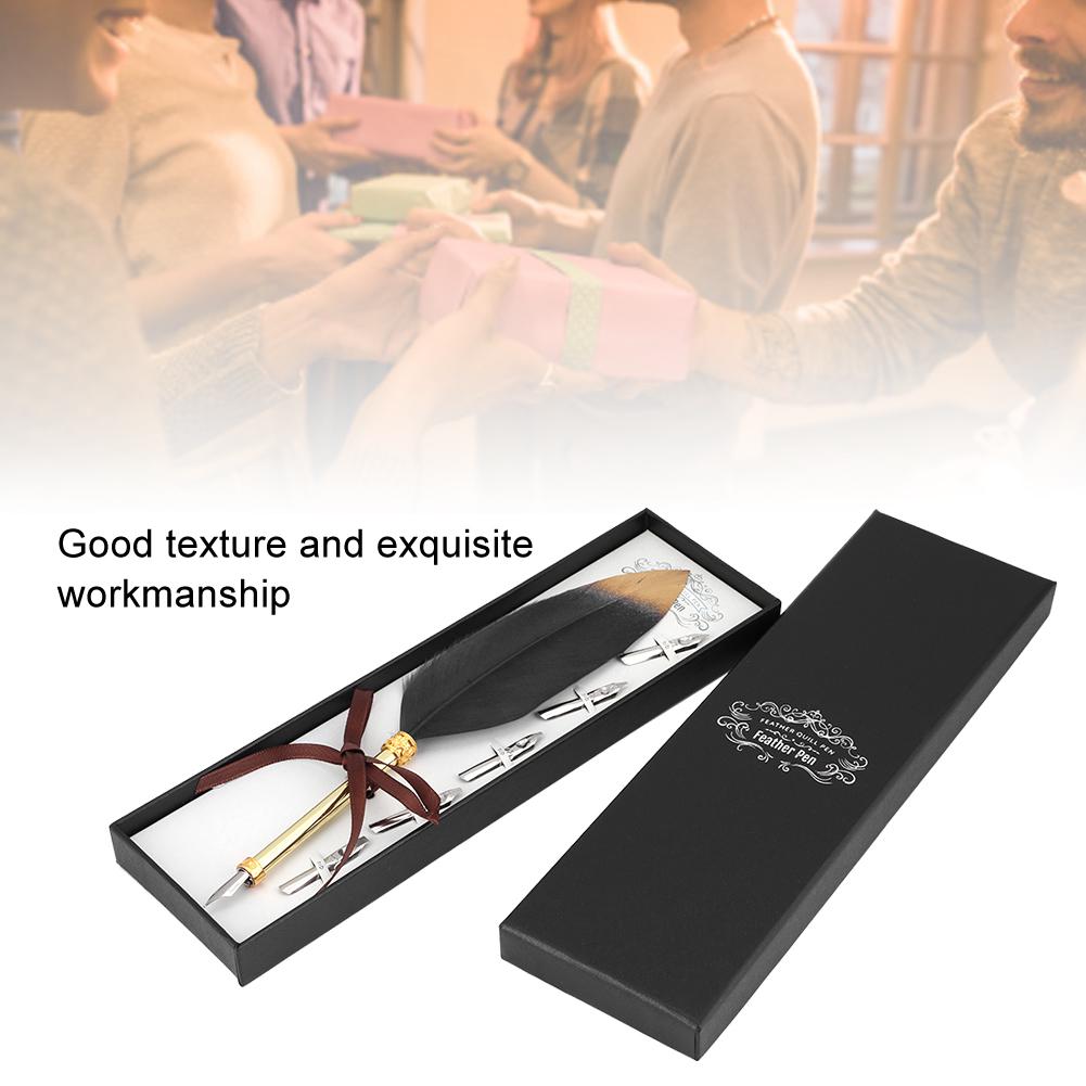 Ретро Классический Стиль Перьевая Ручка Набор Металлическая Каллиграфическая Ручка Подарочная Коробка для СтудентаЧерный