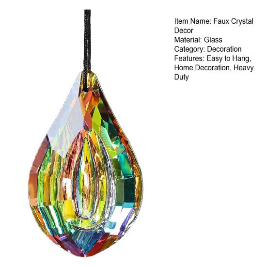 Faux Crystal Prism Sun Catcher Decoration Indoor Outdoor Garden Window Hanging Rainbow