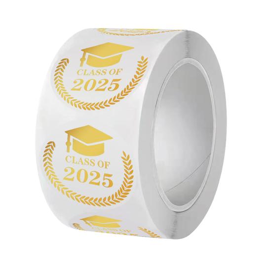 Наклейки на выпускной Класс 2025 Наклейки на конверты с шапочками Прозрачные этикетки из золотой фольги для объявлений Приглашения Сувениры для выпускного вечера