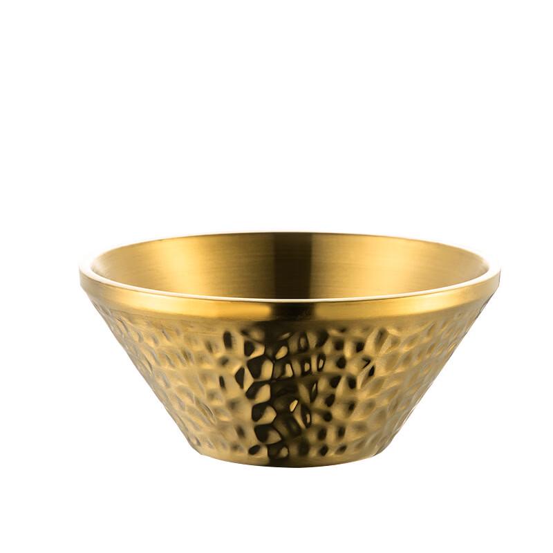 ZISIZ Double-Layer Golden Hammered V-Shape Salad & Ice Cream Bowl (Set of 2)