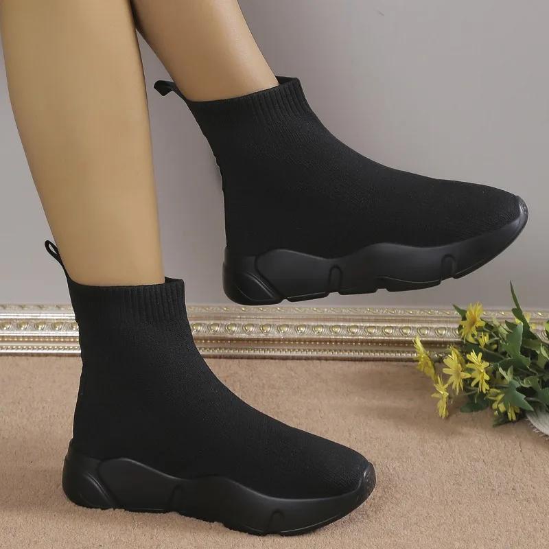 2024 сетчатые дышащие женские ботинки на платформе, осенние новые модные спортивные ботинки большого размера ярких цветов в трубке