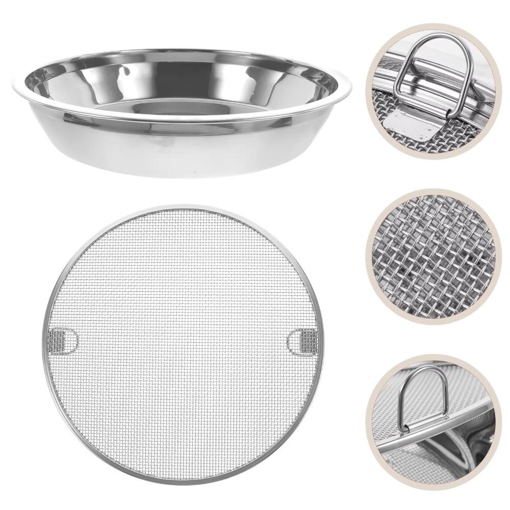 With Drainer Net Stainless Steel Oil Drain Pan Double-ear Handle Snack Serving Dish Kitchen