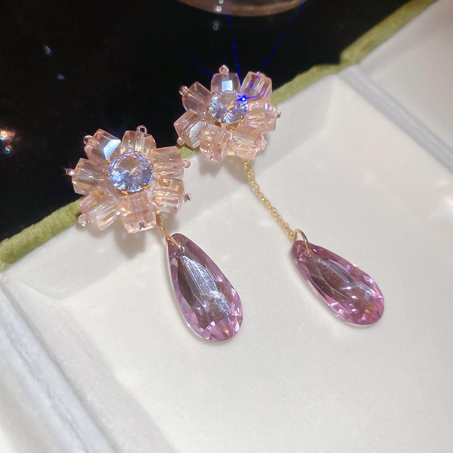 Французский придворный стиль Серьги-пусеты с прямоугольным цирконом на серебряных иглах Изысканные легкие роскошные высококлассные серьги Преувеличенные серьги Женщины