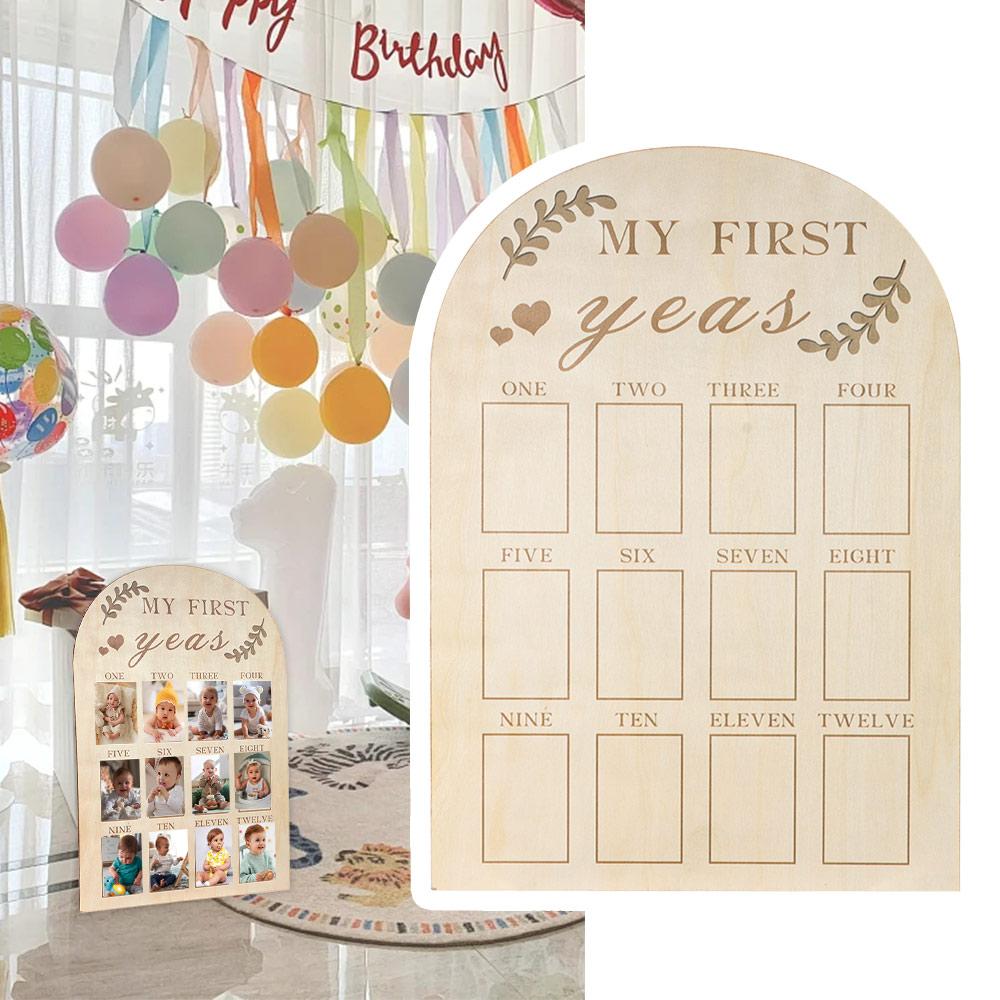Wood 12 Months Baby Picture Frame Board Baby's First Year Photo Frame My First Year Photo Display