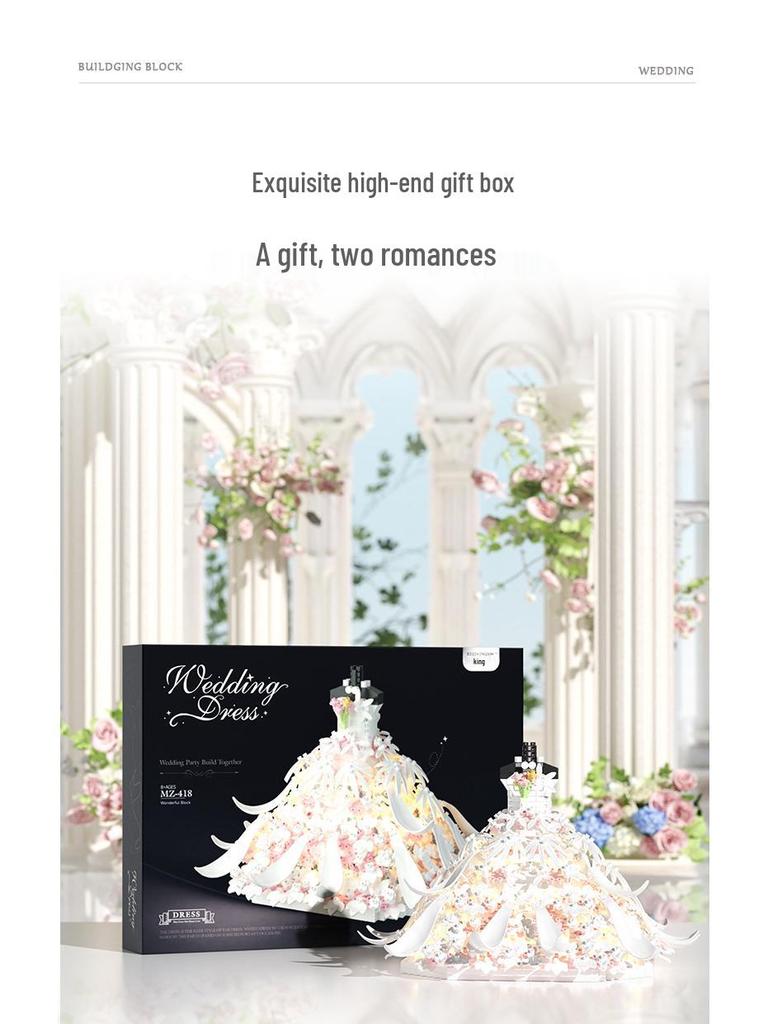 Совместимая Lego Белое Свадебное Платье Микро Алмазный Строительный Блок Фигурка Игрушка - Подарок для Девочек.