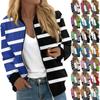 Women's Fashionable Casual Long Sleeve Print Round Neck Zipper Jacket