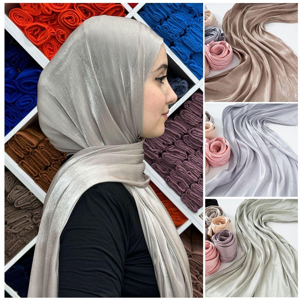 Luxury Chiffon Hijabs Breathable Women Cool Satin Smooth Crepe New Head Wrap
