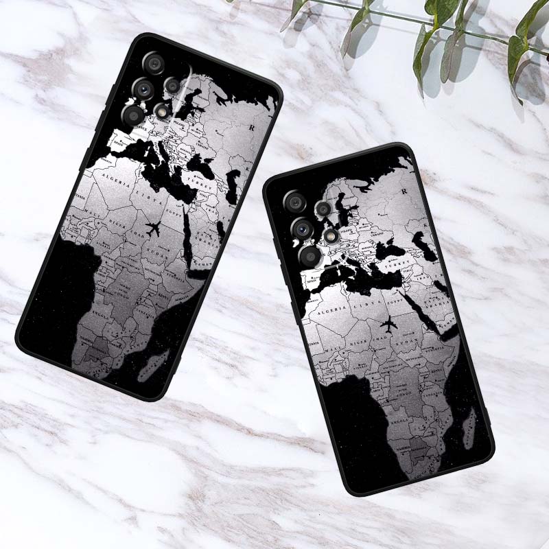 Модный узор с самолетами Для Samsung A73 A72 A71 A55 A54 A53 A52 A51 A13 A22 A16 A15 A12 A14 A26 A07 5G Черный чехол для телефона