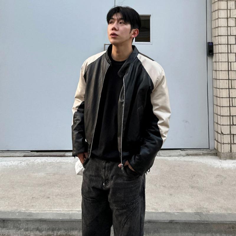 Винтажная лоскутная кожаная куртка, мужская трендовая хулиганская и красивая кожаная куртка, маленькая и свободная куртка