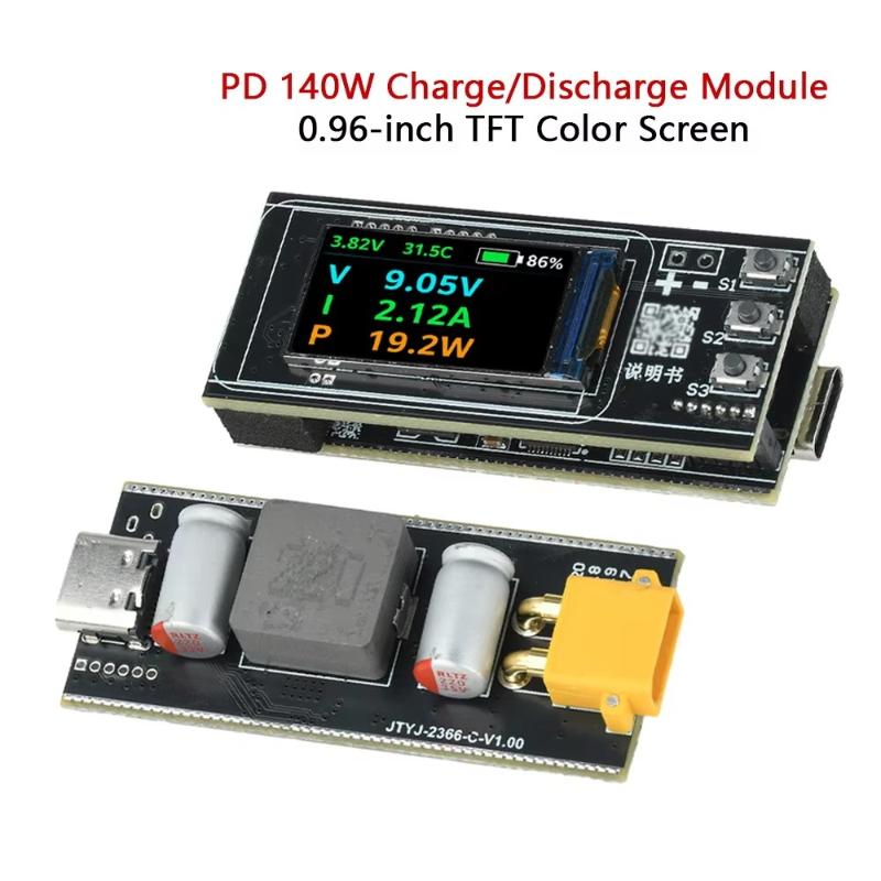 IP2366 140 Вт PD Модуль быстрой зарядки/разрядки с 0,96-дюймовым цветным TFT-дисплеем для портативных зарядных устройств в поездках