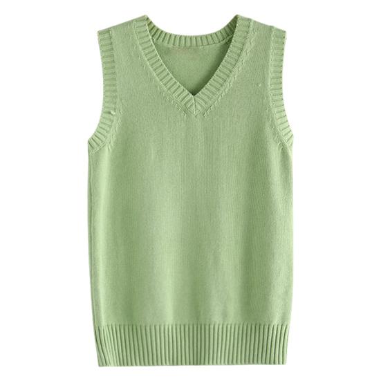 Yousheng Женский вязаный жилет с V-образным вырезом без рукавов с ребристой отделкой Однотонный жилет Топы Осень Зима Свободный трикотаж
