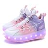Skate Shoes for Kids LED Light Luminous Sneakers Children Two Wheels Shoes for Boys Girls with USB Charging