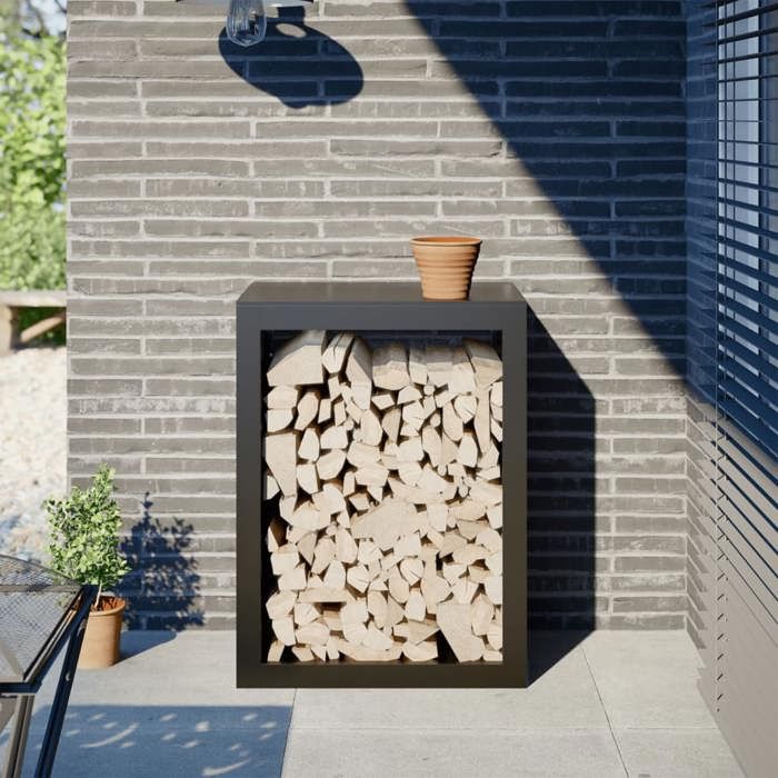 VidaXL Portant de bois de chauffage noir 60x40x80 cm acier, magasin de bûches, porte-bûches de cheminée, support de bûches, 850996