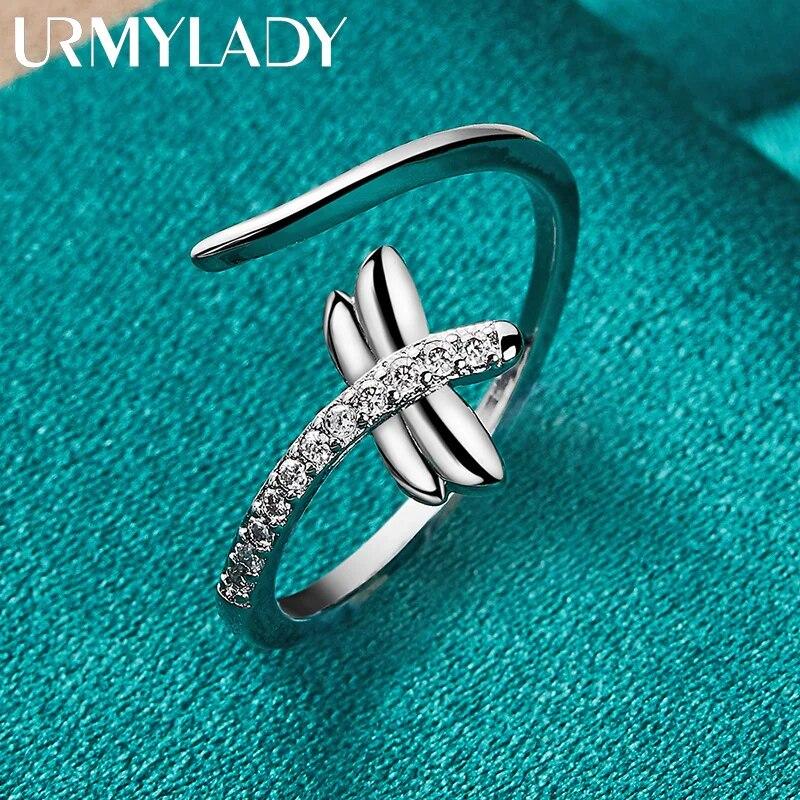 URMYLADY 925 Sterling Silver Dragonfly Ring For Women Fashion Wedding Party Charm Jewelry