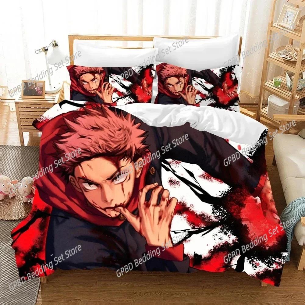 Jujutsu Kaisen Япония Известный Аниме Комплект Постельного Белья Спальня Мягкие Современные Покрывала Удобное Мягкое Пододеяльник Удобный Чехол для Одеяла И Наволочка