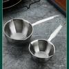 Нержавеющая сталь, устойчивая к ожогам, мини-кастрюли для горячего молока, маленькая кастрюля с деревянной ручкой, мерный стакан, кастрюли для варки, кухонные принадлежности