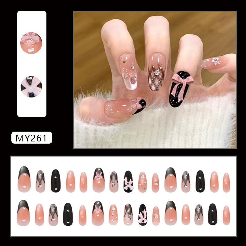 Bow French Blush Shine Love Plaid Sweet ins Wind Removable Nail Art Pads 30 pieces
