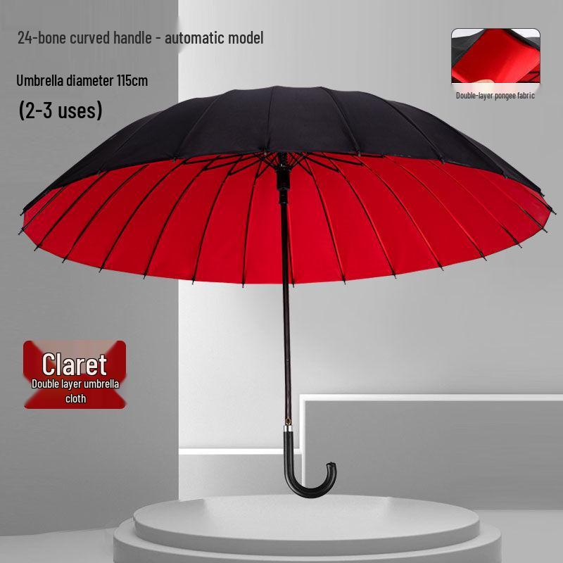 Extra Large Double Layer Men's Umbrella - 24 Bone, Long Handle, Reinforced, Thickened, Wind & Rain Resistant.