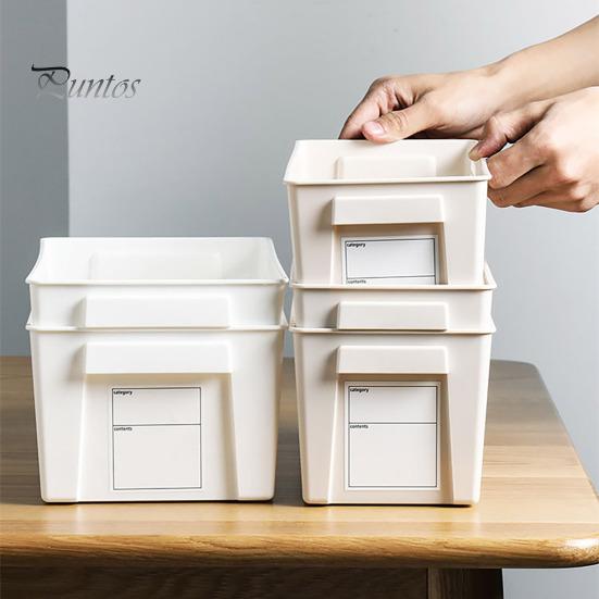 Пластиковая корзина для хранения с этикеткой, многоцелевая корзина для хранения с нескользящей ручкой, вентилируемая, легко моющаяся корзина для хранения косметических канцелярских принадлежностей