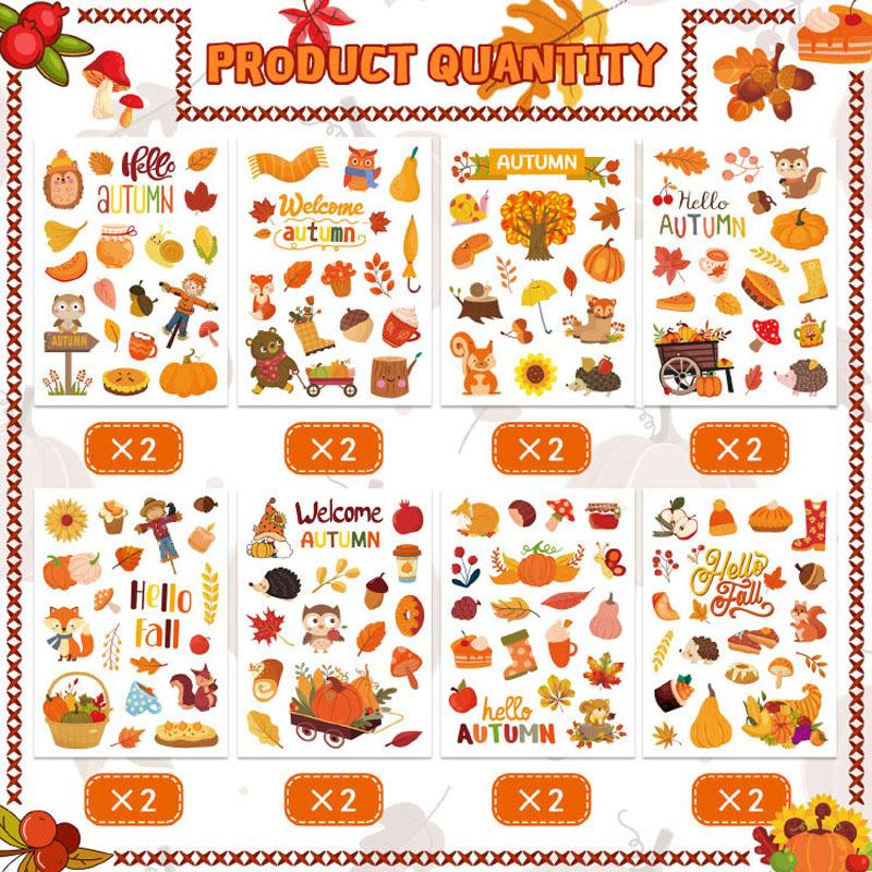 274 шт. Наклейки на осеннюю тему для детей, поделки, изготовление открыток, скрапбукинг, самоклеящиеся бумажные наклейки для стаканов с водой, ноутбуков, телефонов, скейтбордов