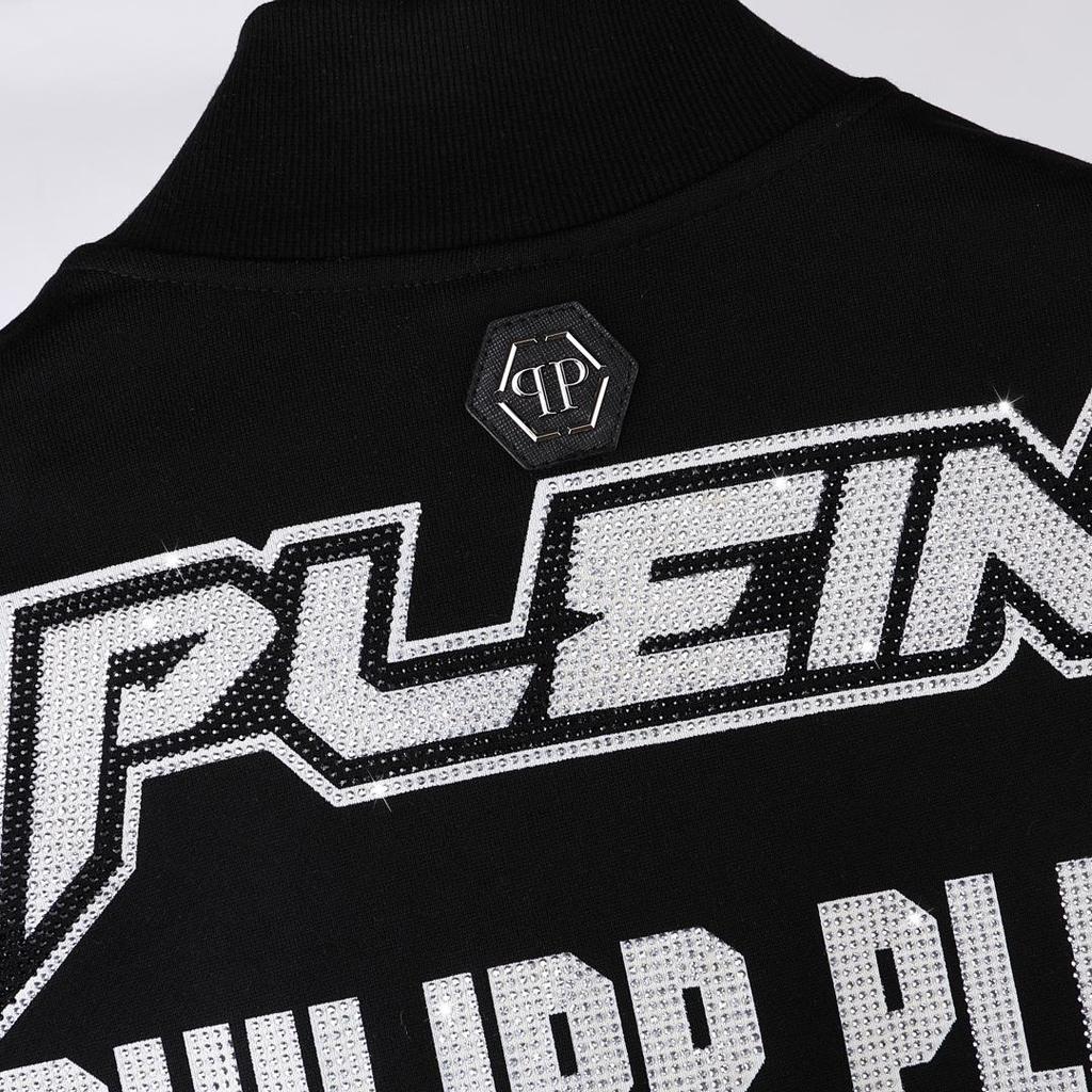 Мужская утолщенная бейсбольная куртка Philipp Plein с воротником-стойкой - Коллекция Осень/Зима