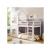 Двухъярусная кровать - MUVOE - 90x200 см - Массив дерева - Белый - С лестницей и балдахином