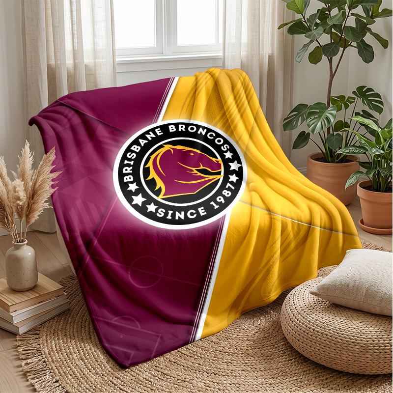 Brisbane Broncos Flannel Fleece Blanket Cozy Warm Throw Blanket For Couch Bed Travel All Season Use