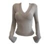 Polyester Long Sleeve V Neck T Shirt For Office Wear And Casual Fashion