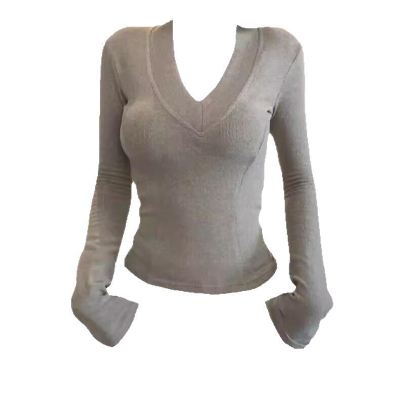 Polyester Long Sleeve V Neck T Shirt For Office Wear And Casual Fashion