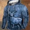 Мужская толстовка с капюшоном с 3D-принтом в виде лося — повседневный пуловер с капюшоном для комфорта и стиля