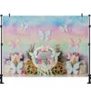 LS Colorful Purple Butterflies Garden Backdrop Kids Baby 1st Birthday Cake Smash Photocall Floral Spring Photo Props Background