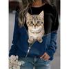 Cute Cat Sweatshirt Soft and Comfortable Long Sleeve Crew Neck Design for Casual Wear - Perfect for Ladies and Girls Wom
