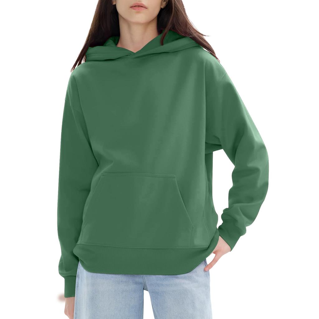 Женские модные повседневные универсальные повседневные толстовки с круглым вырезом, однотонные топы с длинными рукавами